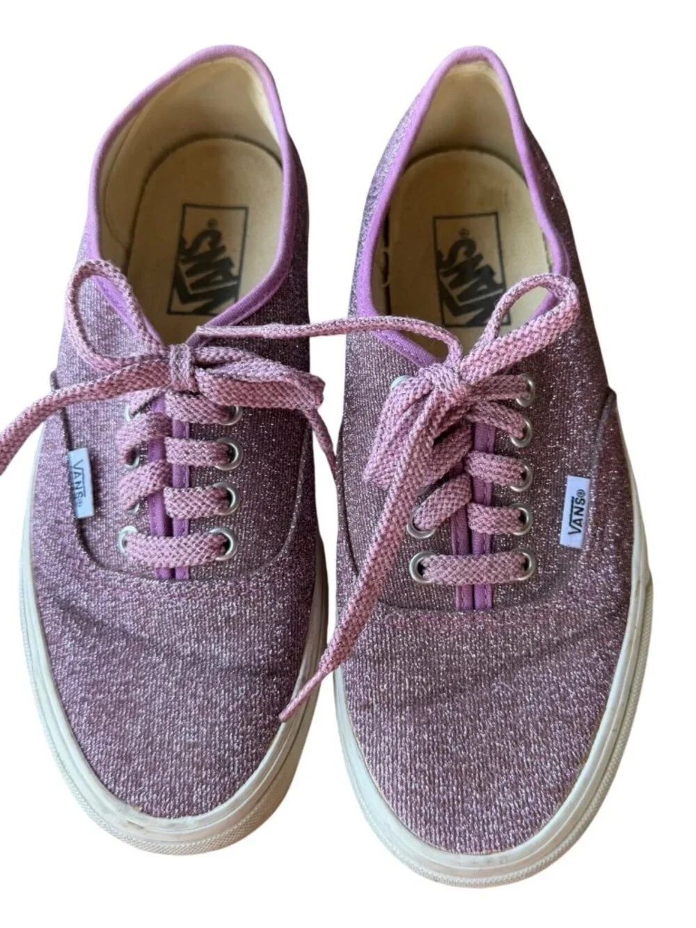 Vans Off The Wall Mauve Sparkle Glitter Low Top Skater Sneakers Women's Size 8